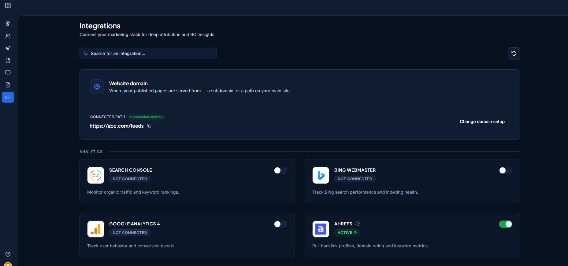 Ahrefs card connected
