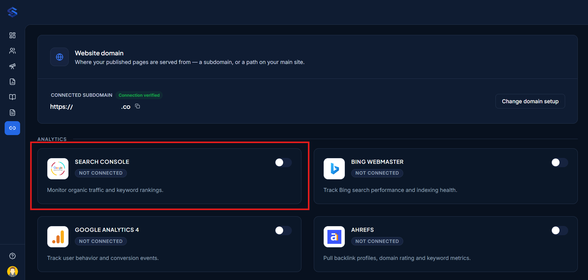 Integrations page