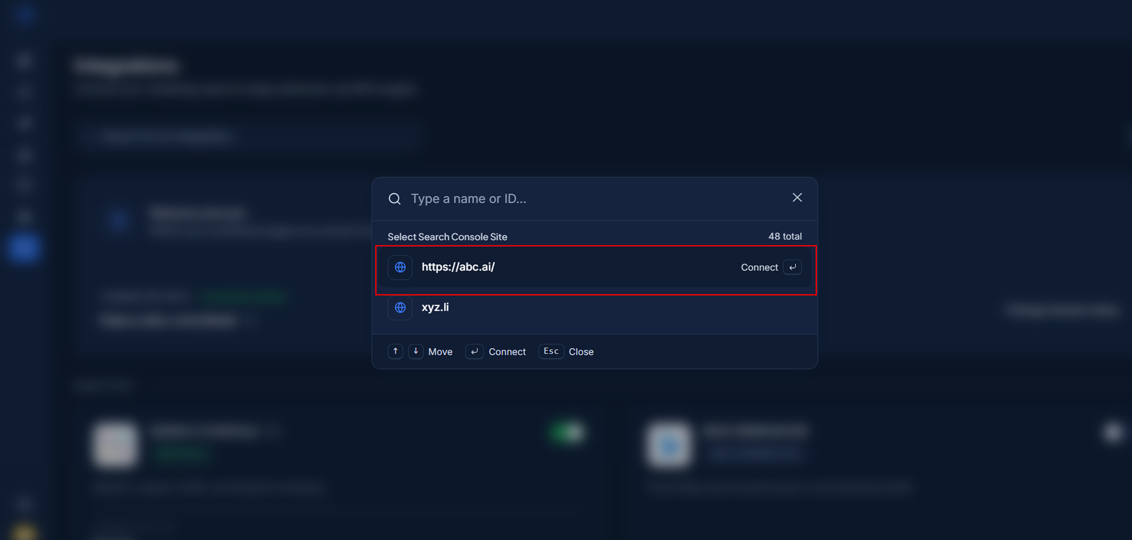 Select Search Console Site